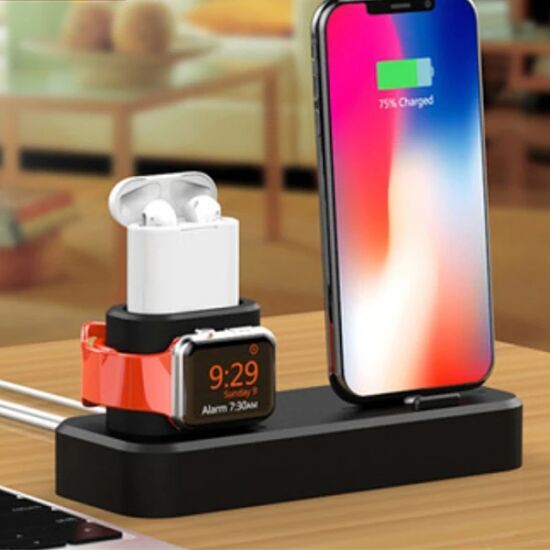 Ally 3in1 Charging Base İPhone+ İwatch+ İPods Silikon Şarj Standı
