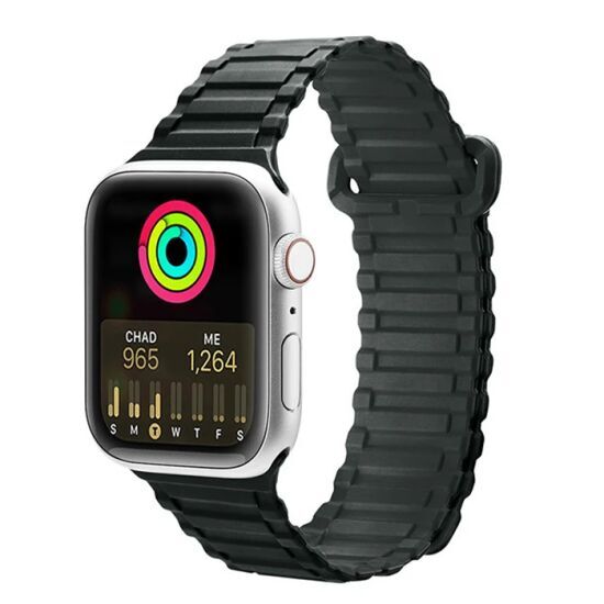 Dux Ducis Apple Watch 42/44/45MM için Manyetik Armor Silikon Kordon Ka