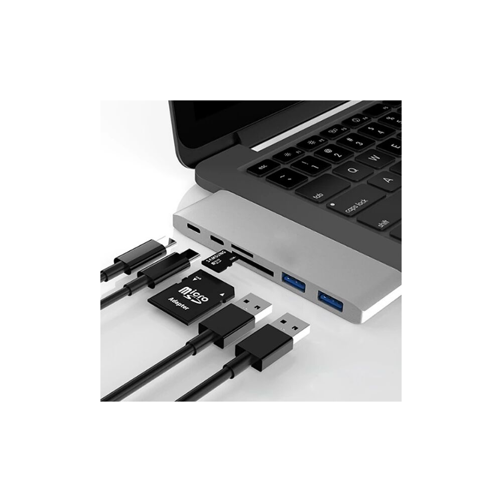 Ally 6 İn1 Usb-C Hub Daul USB 3.0 Type-C Şarj Kart Reader Çoğaltıcı Hu