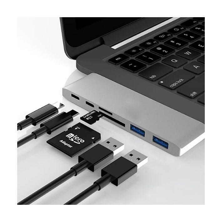 Ally 6 İn1 Usb-C Hub Daul USB 3.0 Type-C Şarj Kart Reader Çoğaltıcı Hu