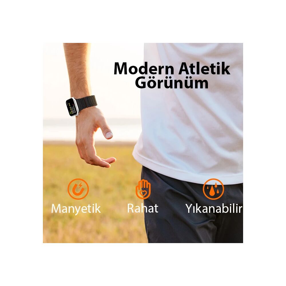 Dux Ducis Apple Watch 42/44/45MM için Manyetik Armor Silikon Kordon Ka