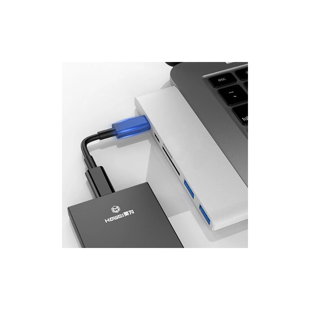 Ally 6 İn1 Usb-C Hub Daul USB 3.0 Type-C Şarj Kart Reader Çoğaltıcı Hu