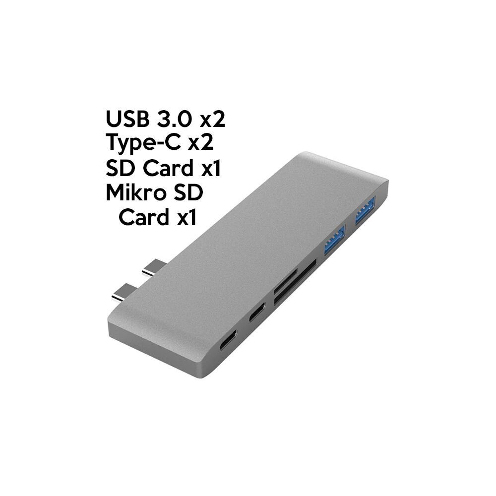 Ally 6 İn1 Usb-C Hub Daul USB 3.0 Type-C Şarj Kart Reader Çoğaltıcı Hu