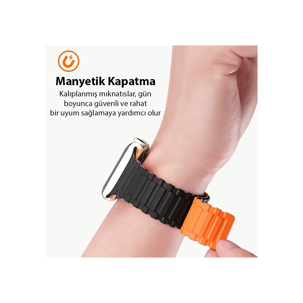 Dux Ducis Apple Watch 42/44/45MM için Manyetik Armor Silikon Kordon Ka