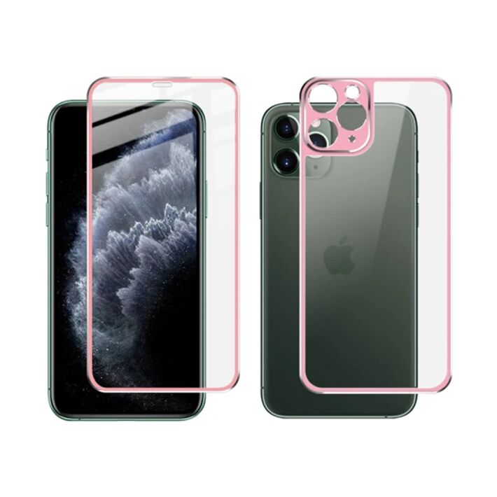 İPhone 11 Pro Max Metal Çerçeve Ön Arka 3D Full Tempered Cam Koruyucu