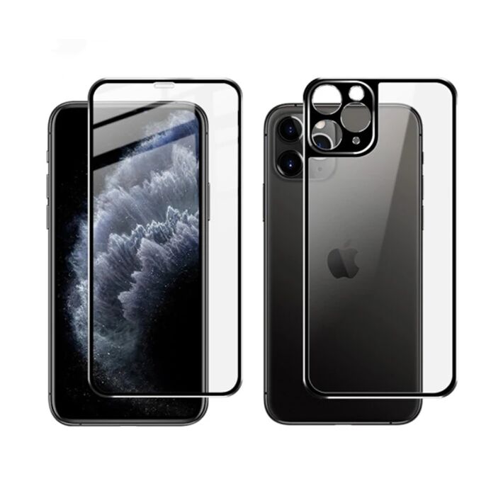 İPhone 11 Pro Metal Çerçeve Ön Arka 3D Full Tempered Cam Koruyucu