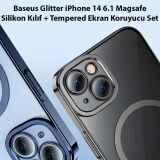 Baseus Glitter iPhone 14 6.1 Magsafe Silikon Kılıf + Tempered Ekran Ko