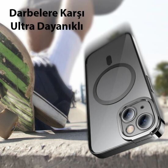 Baseus Glitter iPhone 14 6.1 Magsafe Silikon Kılıf + Tempered Ekran Ko