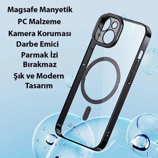 Baseus Glitter iPhone 14 6.1 Magsafe Silikon Kılıf + Tempered Ekran Ko