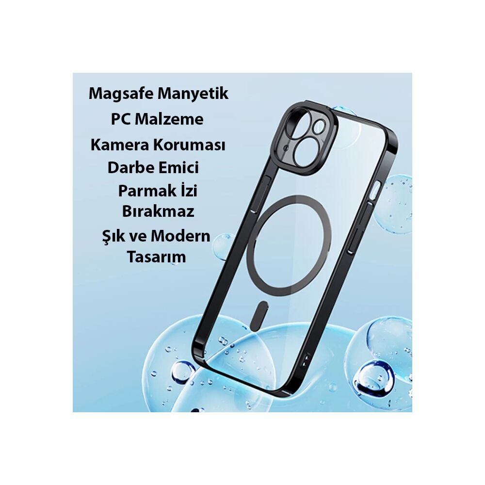 Baseus Glitter iPhone 14 6.1 Magsafe Silikon Kılıf + Tempered Ekran Ko