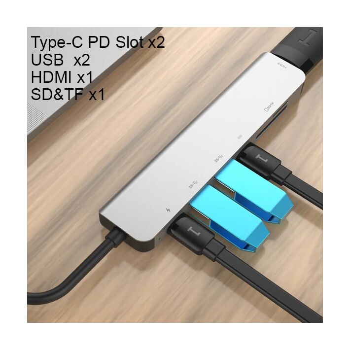 Ally Usb (Type-C to 7in1 Hdtv 2XUSB+PD) SD&TF Okuyucu Hub Adaptör Çokl