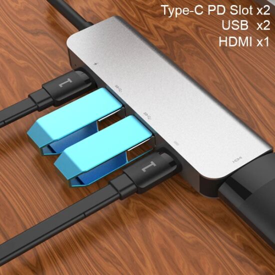 Ally Usb (Type-C to 5in1 Hdtv 2xUSB+2x PD) Hub Adaptör Çoklayıcı