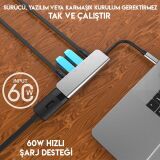 Ally Usb (Type-C to 5in1 Hdtv 2xUSB+2x PD) Hub Adaptör Çoklayıcı