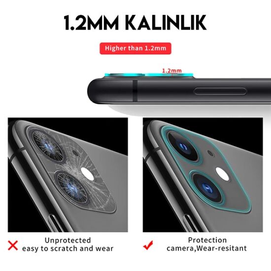 iPhone 11 6.1 full Tempered Kamera Koruyucu Kırılmaz Cam
