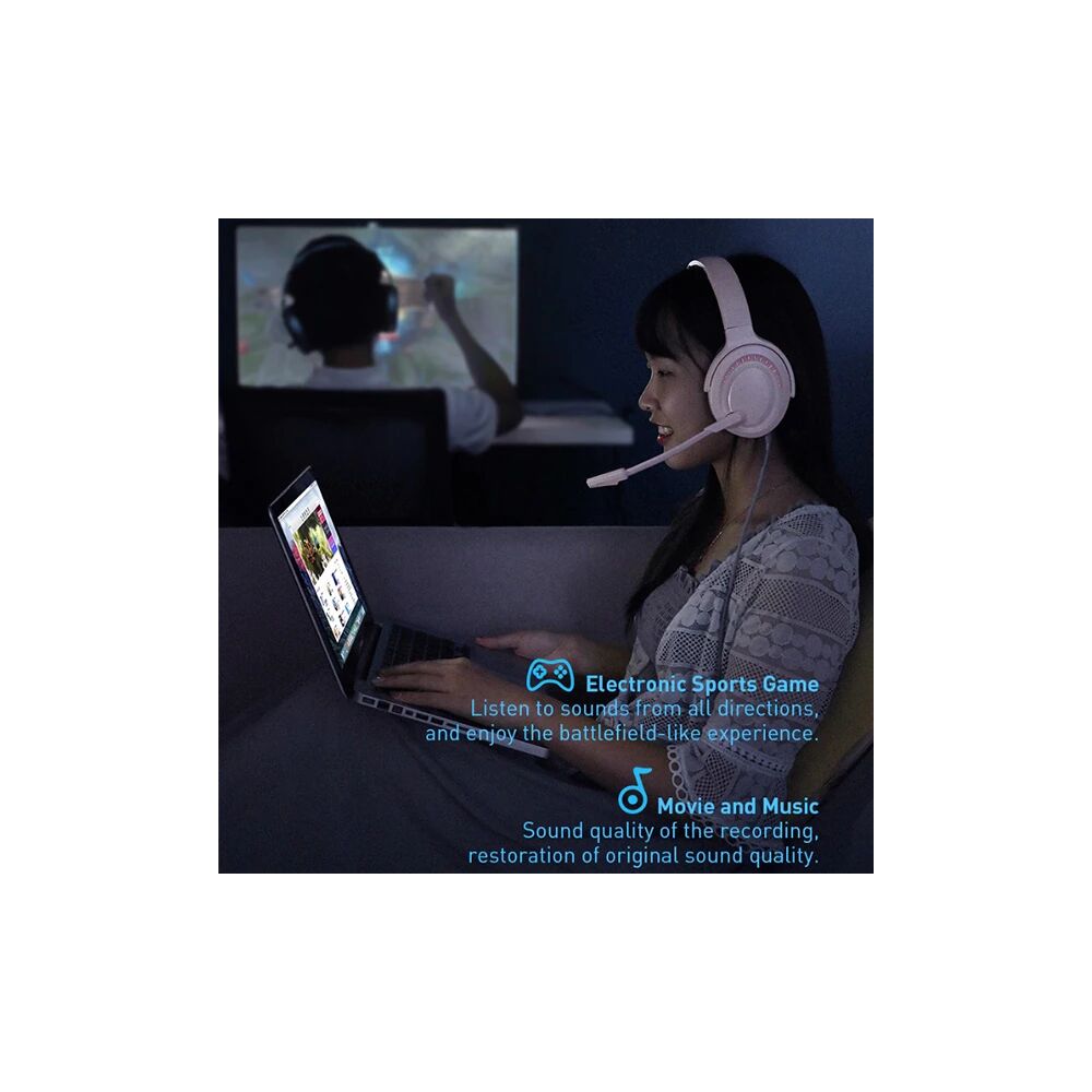 Baseus GAMO D05 Immersive Virtual 3D Işıklı pc Gaming Oyuncu Kulaklığı