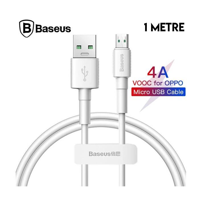 Baseus Mini White Micro USB 4A OPPO VIVO Dash Usb Şarj Kablosu 1Metre