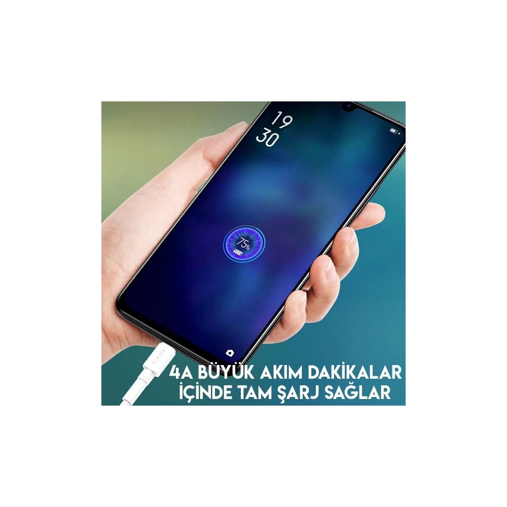 Baseus Mini White Micro USB 4A OPPO VIVO Dash Usb Şarj Kablosu 1Metre