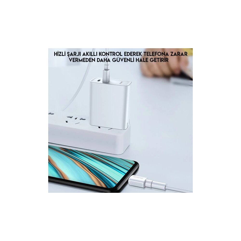 Baseus Mini White Micro USB 4A OPPO VIVO Dash Usb Şarj Kablosu 1Metre
