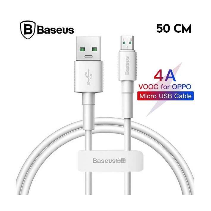Baseus Mini White Micro USB 4A OPPO VIVO Dash Usb Şarj Kablosu 0.5cm