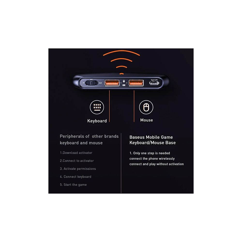 BASEUS GAMO GA01 Mobile Oyun Adaptörü Klavye &Mouse Bağlantı Adaptörü