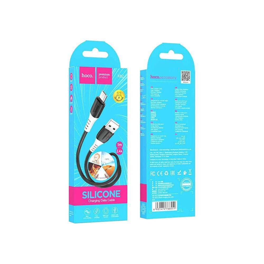 HOCO X82 Micro USB to USB 2.4A Silikon Data ve Şarj Kablosu