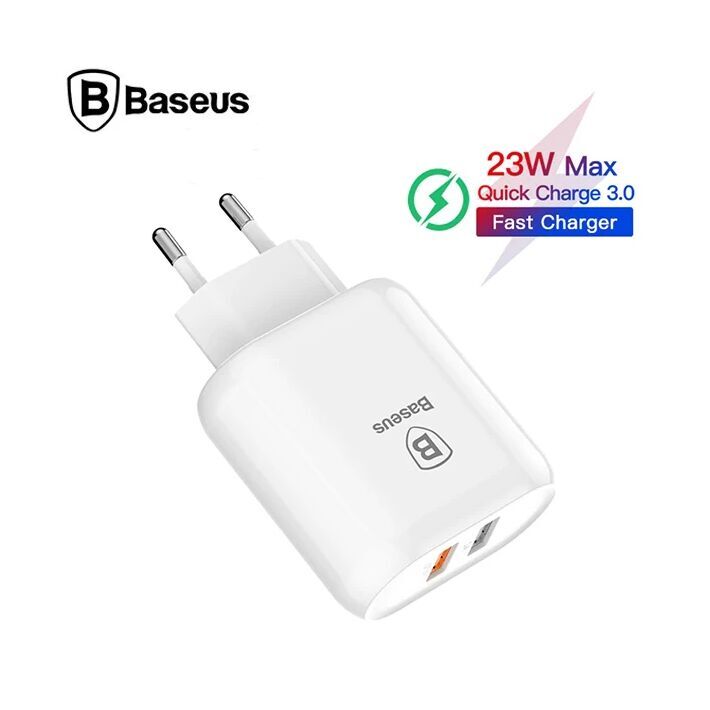 Baseus Bojure Series Dual-USB QC 3.0 18W Hızlı Şarj Aleti Başlık