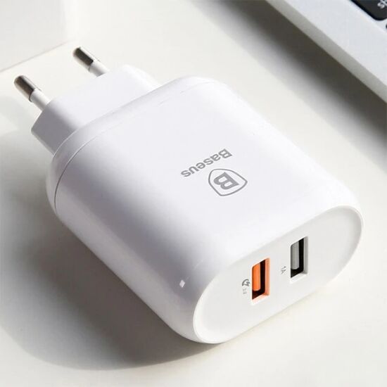 Baseus Bojure Series Dual-USB QC 3.0 18W Hızlı Şarj Aleti Başlık