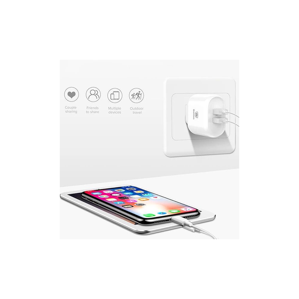 Baseus Bojure Series Dual-USB QC 3.0 18W Hızlı Şarj Aleti Başlık