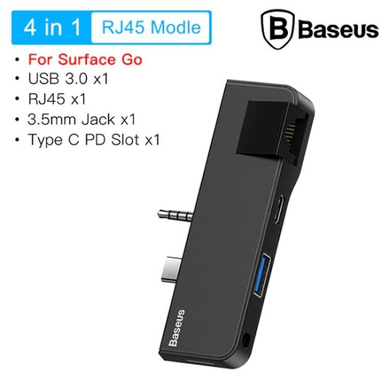 Baseus Multifunctional HUB Surface Go(Type-C+Audio to RJ45+USB3.0+Type