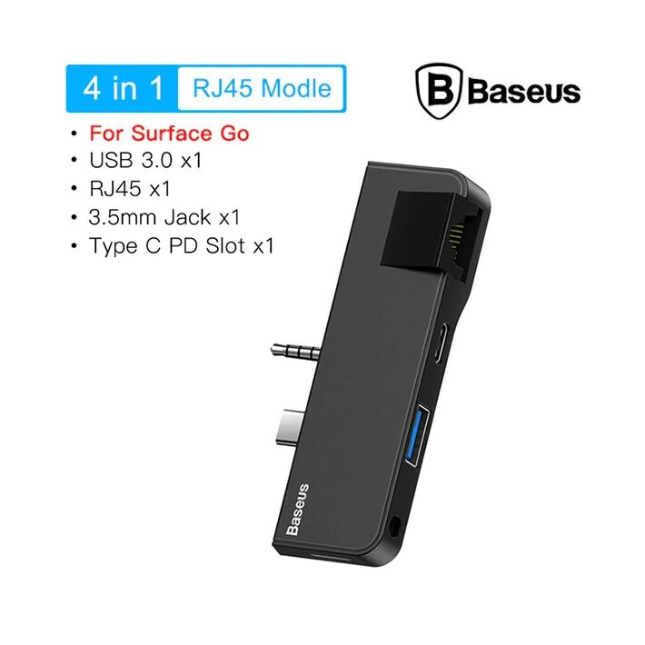 Baseus Multifunctional HUB Surface Go(Type-C+Audio to RJ45+USB3.0+Type