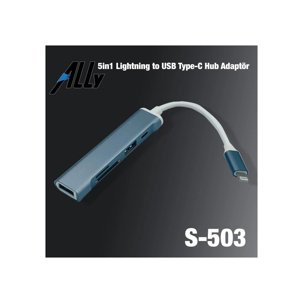 Ally S-503 5in1 Lightning to USB + SD Kart Hub Adaptör Çevirici Dönüşt