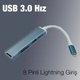 Ally S-503 5in1 Lightning to USB + SD Kart Hub Adaptör Çevirici Dönüşt