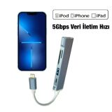 Ally S-503 5in1 Lightning to USB + SD Kart Hub Adaptör Çevirici Dönüşt