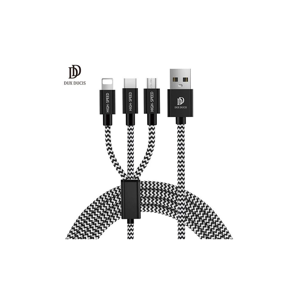 DUX DUCIS 3in1 Usb Type C-İPhone Ve Mikro Kopmaz Usb kablo Hızlı Şarj