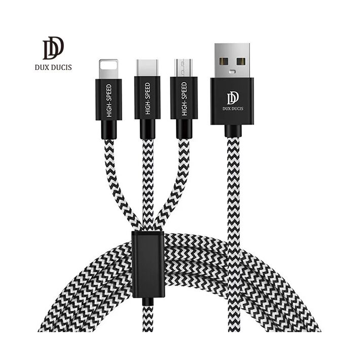 DUX DUCIS 3in1 Usb Type C-İPhone Ve Mikro Kopmaz Usb kablo Hızlı Şarj