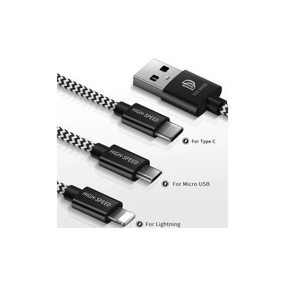 DUX DUCIS 3in1 Usb Type C-İPhone Ve Mikro Kopmaz Usb kablo Hızlı Şarj
