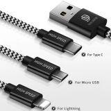 DUX DUCIS 3in1 Usb Type C-İPhone Ve Mikro Kopmaz Usb kablo Hızlı Şarj