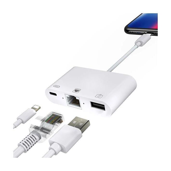 İPhone/İPad 3İN1 Ethernet RJ45 Ve Usb Kamera Adaptörü NK107
