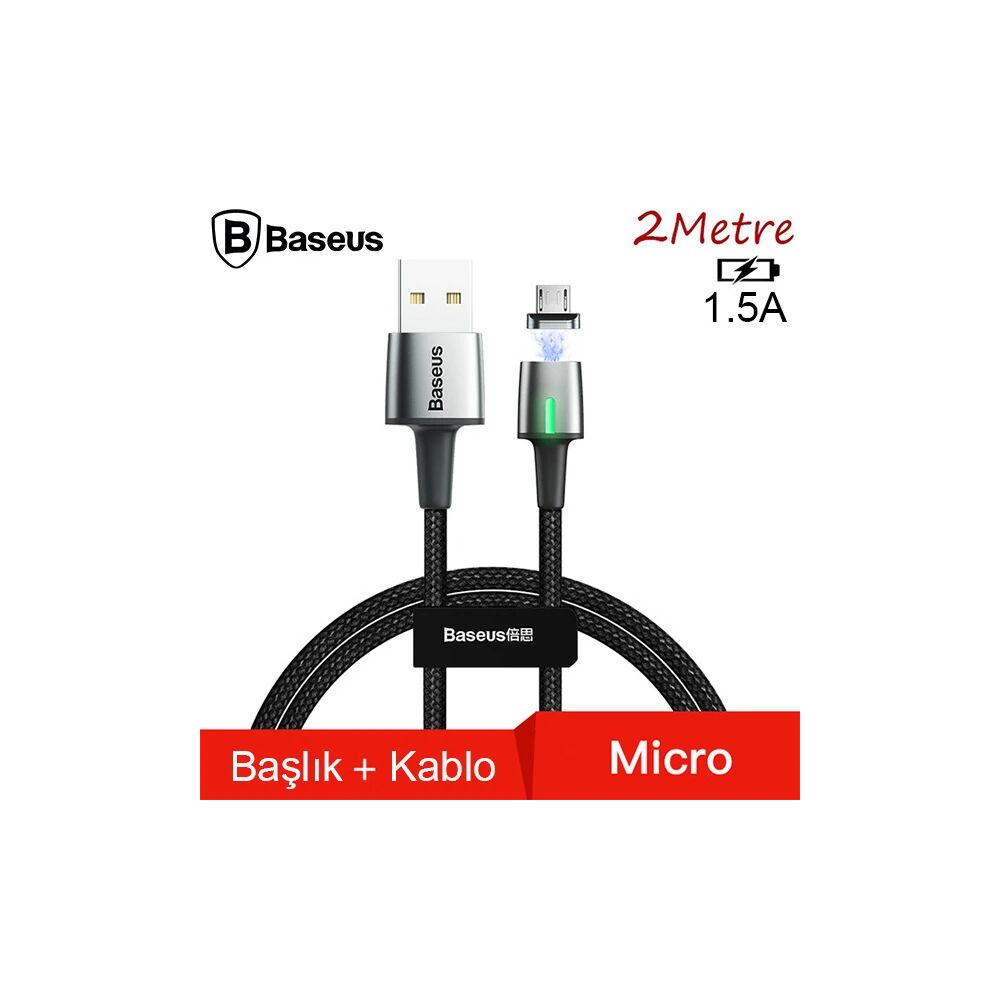 Baseus Zinc Magnetic Usb Kablo Şarj Android Mikro Başlık 2Metre 1.5A