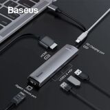 Baseus Usb Type C 6in1 HDMI 3x USB 3.0 RJ45 Çoğaltıcı Adaptör