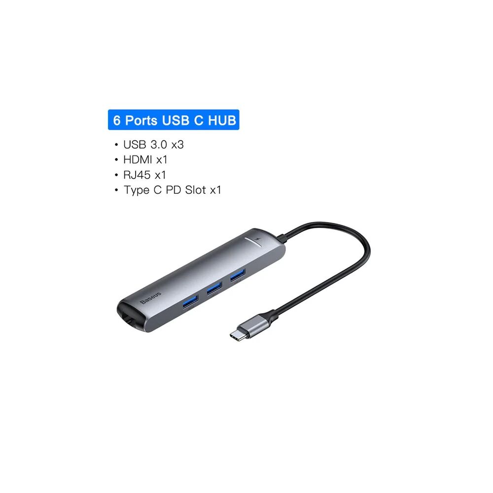 Baseus Usb Type C 6in1 HDMI 3x USB 3.0 RJ45 Çoğaltıcı Adaptör