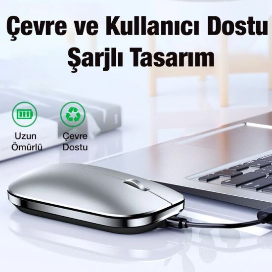 ALLY MC 502 Kablosuz 2.4 Bluetooth Mouse Type-C Şarjlı Premium