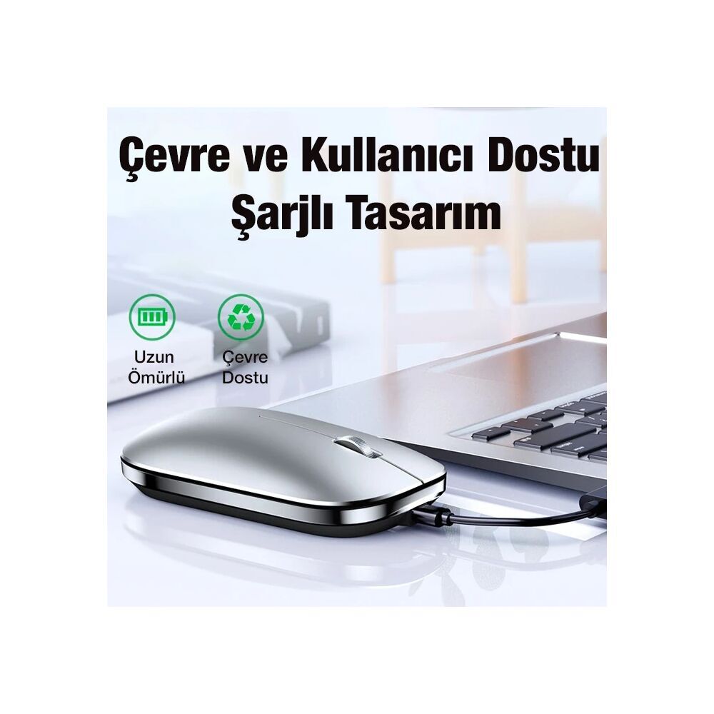 ALLY MC 502 Kablosuz 2.4 Bluetooth Mouse Type-C Şarjlı Premium