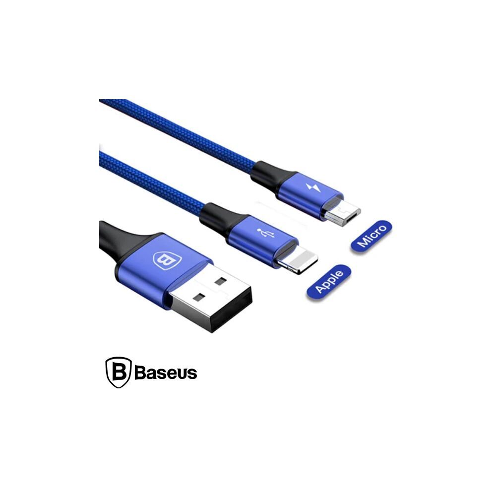 Baseus Rapid Series 2in1 İphone+ Micro Usb 3.0A Usb Kablo Şarj 120cm