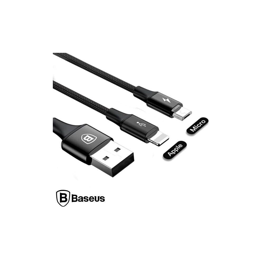 Baseus Rapid Series 2in1 İphone+ Micro Usb 3.0A Usb Kablo Şarj 120cm