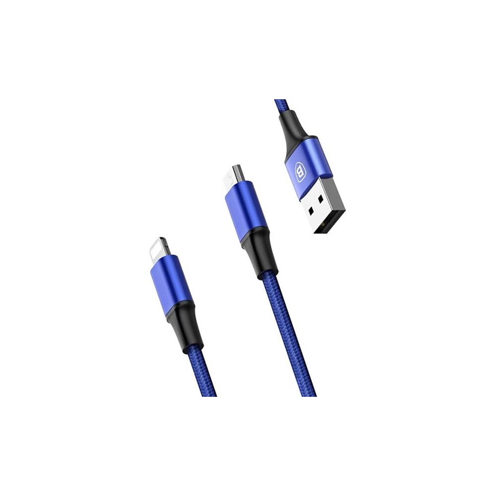 Baseus Rapid Series 2in1 İphone+ Micro Usb 3.0A Usb Kablo Şarj 120cm