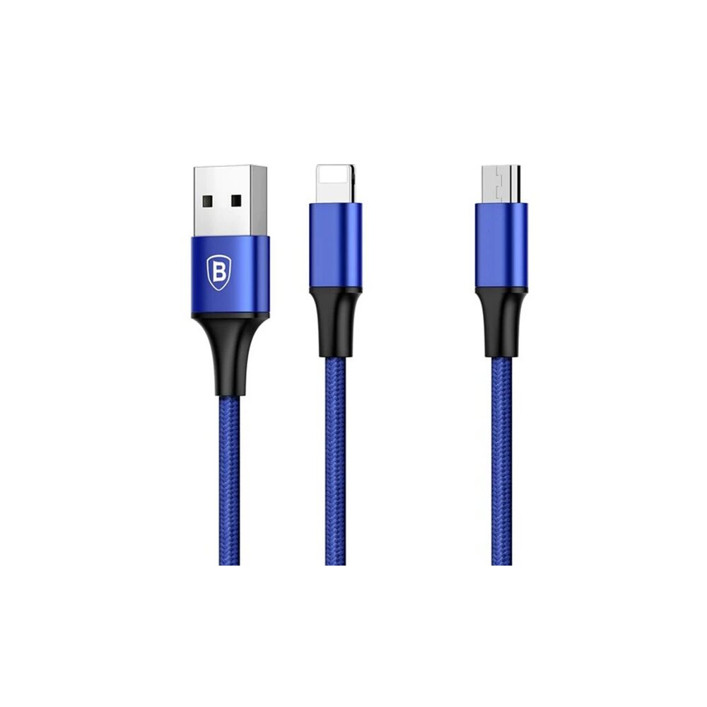Baseus Rapid Series 2in1 İphone+ Micro Usb 3.0A Usb Kablo Şarj 120cm