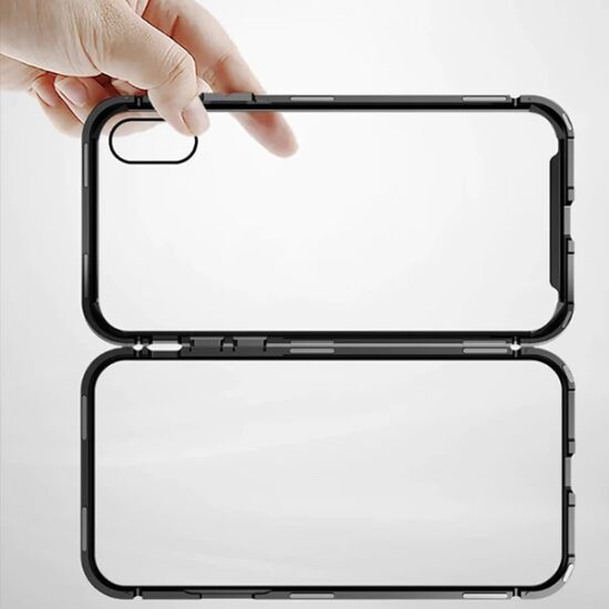 Baseus İPhone Xs Max Arkası Cam Manyetik Metal Frame Kılıf